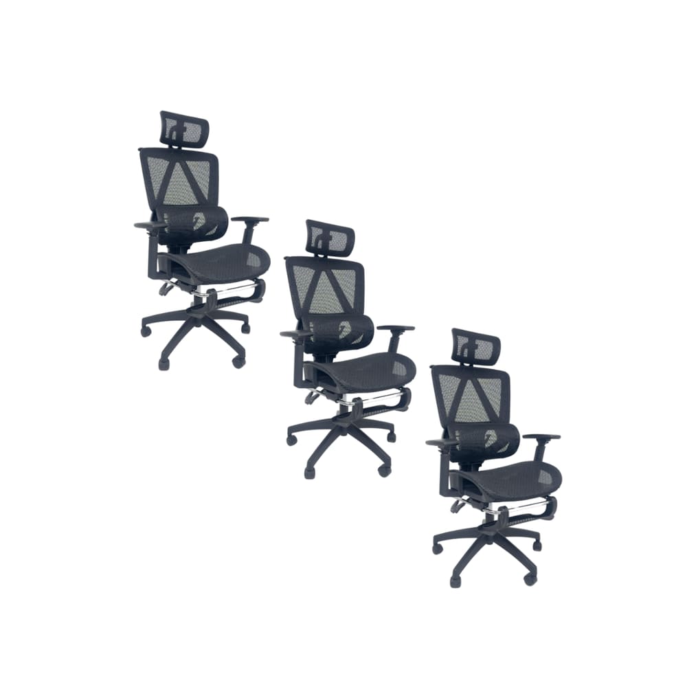 Kit 3 Cadeiras de Escritório Oficial Titan Preto