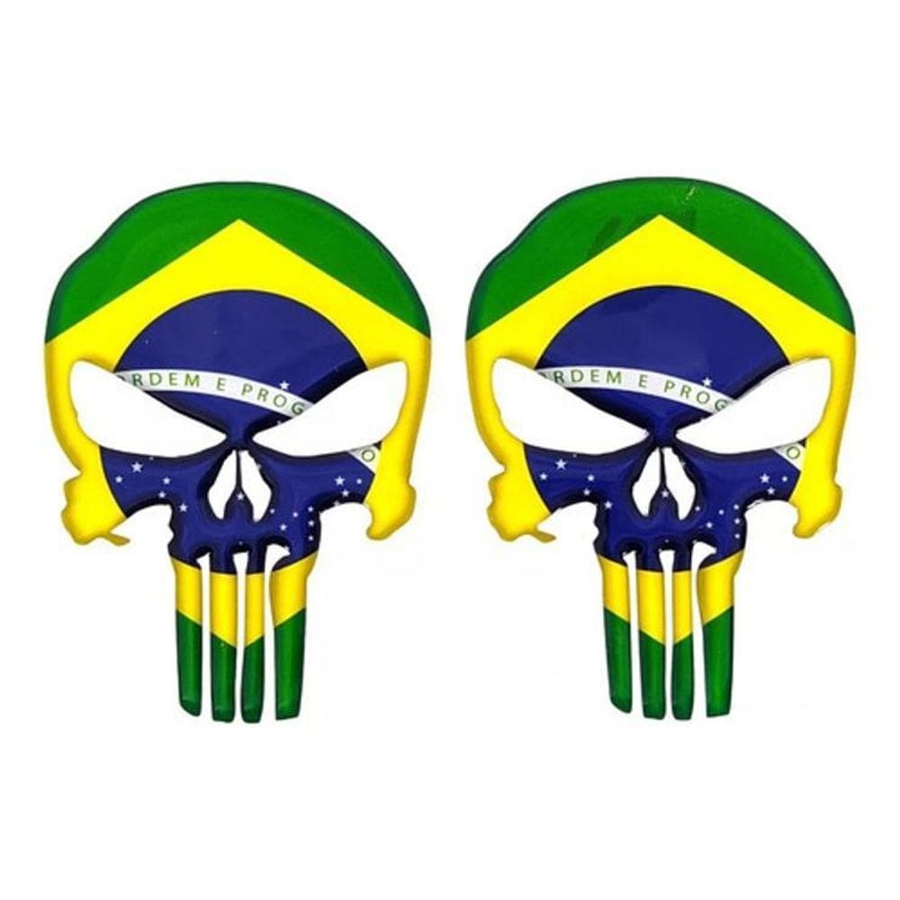 Par Adesivos Punisher Carro Moto Brasil Resinados Res152