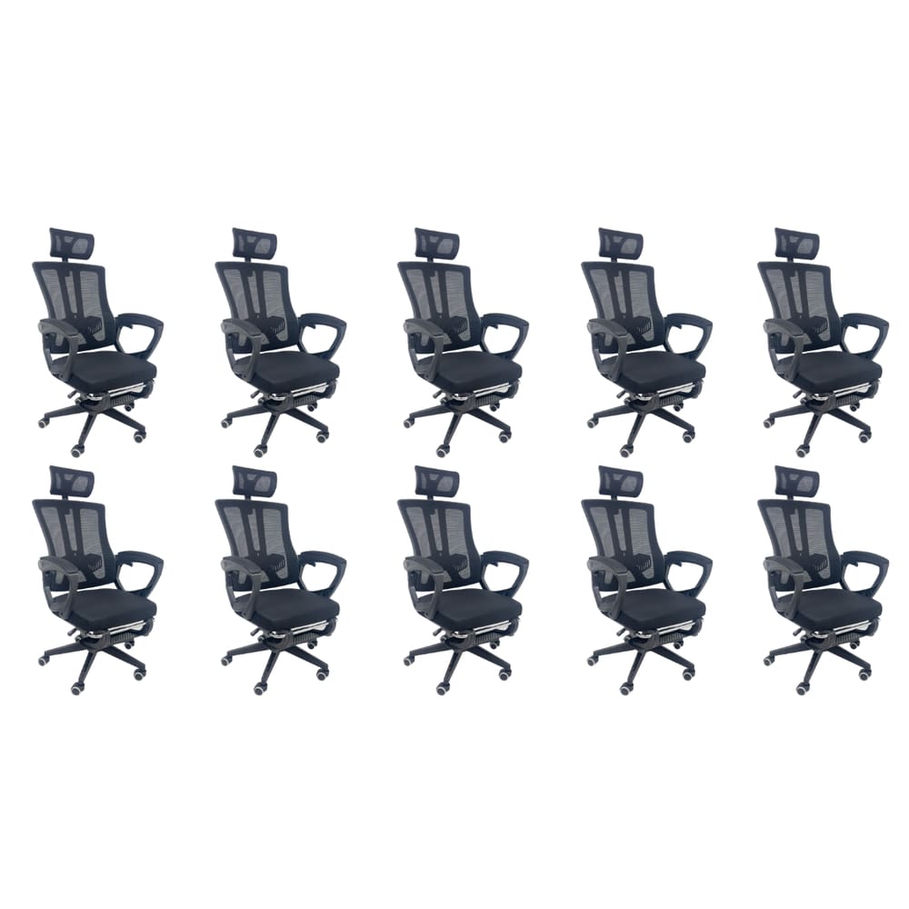 Kit 10 Cadeiras de Escritório Oficial Paris Preto