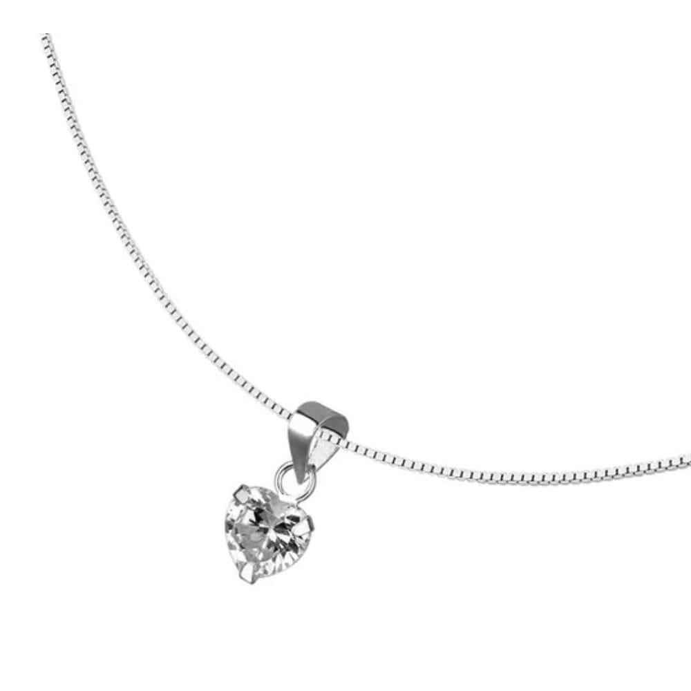 Lindo Colar Ponto De Luz Coração De Zircônia Prata 925