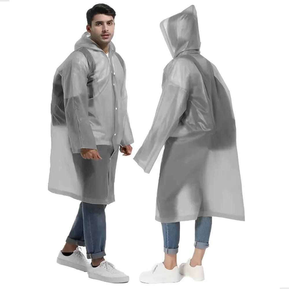 2X Kit 2 Capa De Chuva Reforçada Pvc Transparente Unisex