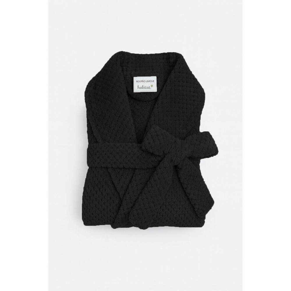 Roupão Unissex Em Microfibra Felpuda GG - Habitat - Preto