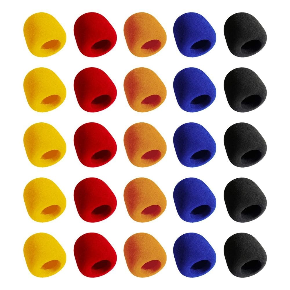 5 Kits com 5 Espumas Coloridas para Microfone (25 Peças)