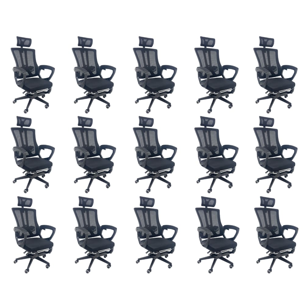 Kit 15 Cadeiras de Escritório Oficial Paris Preto