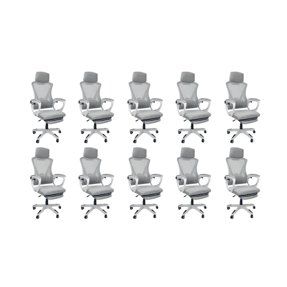 Kit 10 Cadeiras de Escritório Oficial Supreme Cinza