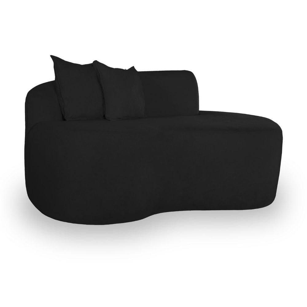 Sofá Sala Curvo 2 Lugares Bouclé preto