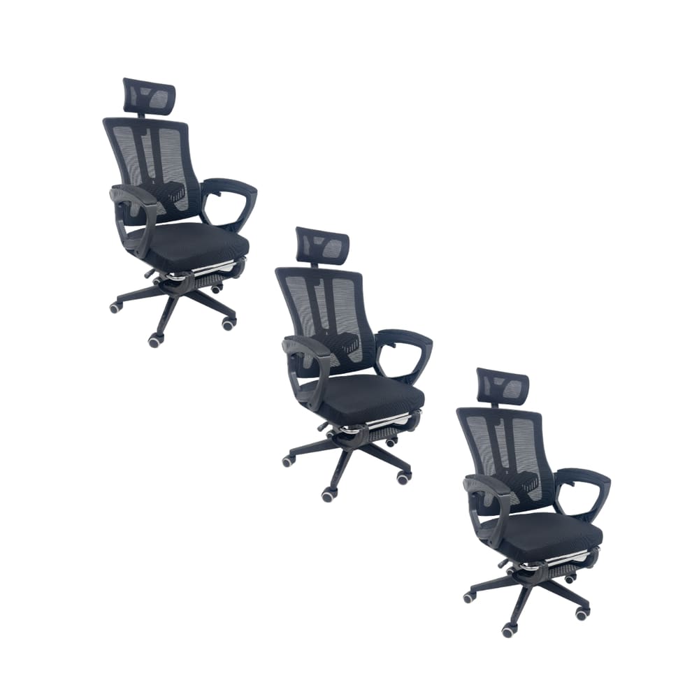 Kit 3 Cadeiras de Escritório Oficial Paris Preto