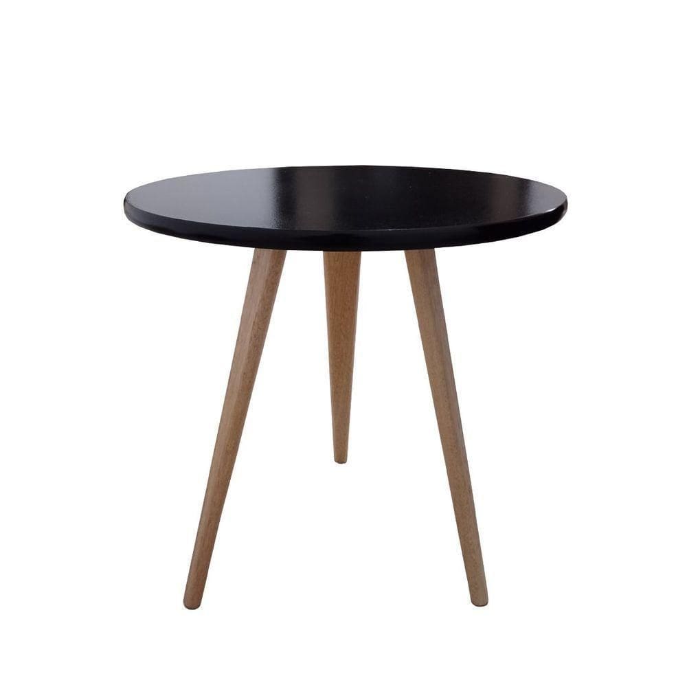 Mesinha Lateral De Canto E Apoio Redonda Pé Palito 44 Cm Preto