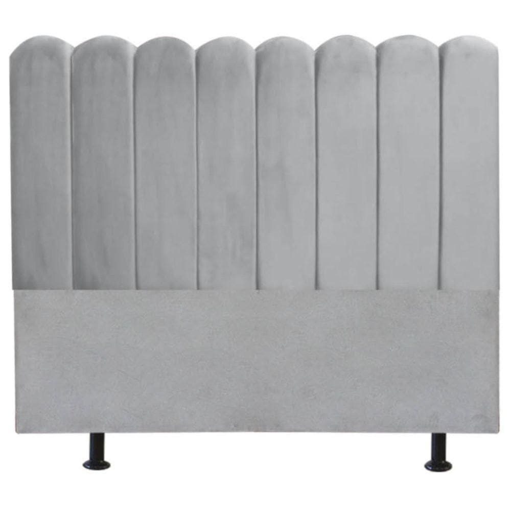 Cabeceira Nuvem Cama Box King 195cm Alanis Suede Cinza Claro