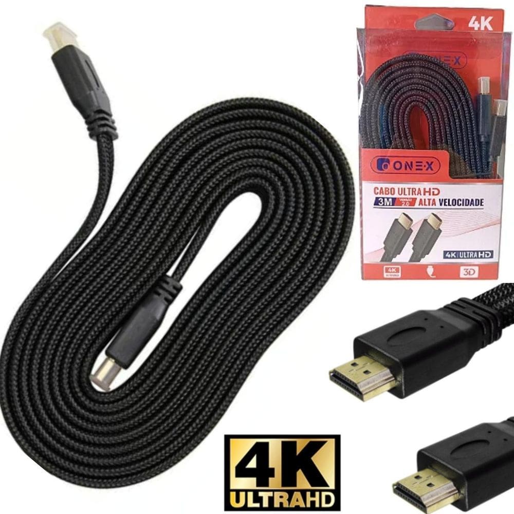Cabo Hdmi Nylon Ultra Hd 3 Metros 4K Alta Definição Tv