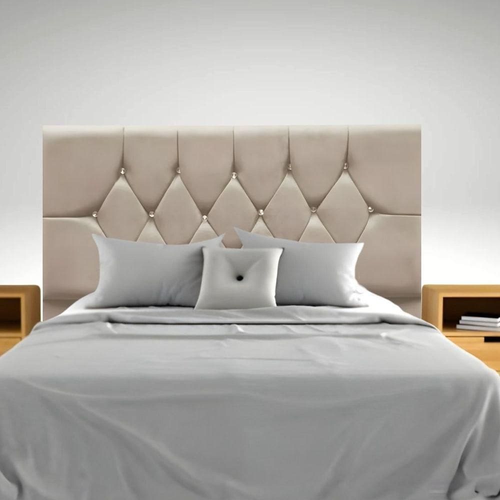 Cabeceira Cama Box Estofada Queen Size 160 Cm Suede Isabela Bege