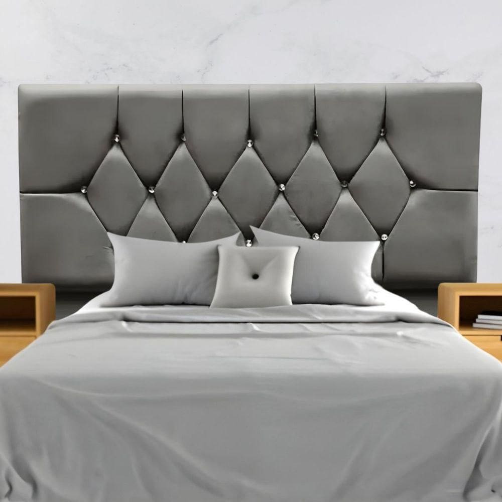 Cabeceira Cama Box Estofada Solteirão 100 Cm Suede Isabela Cinza