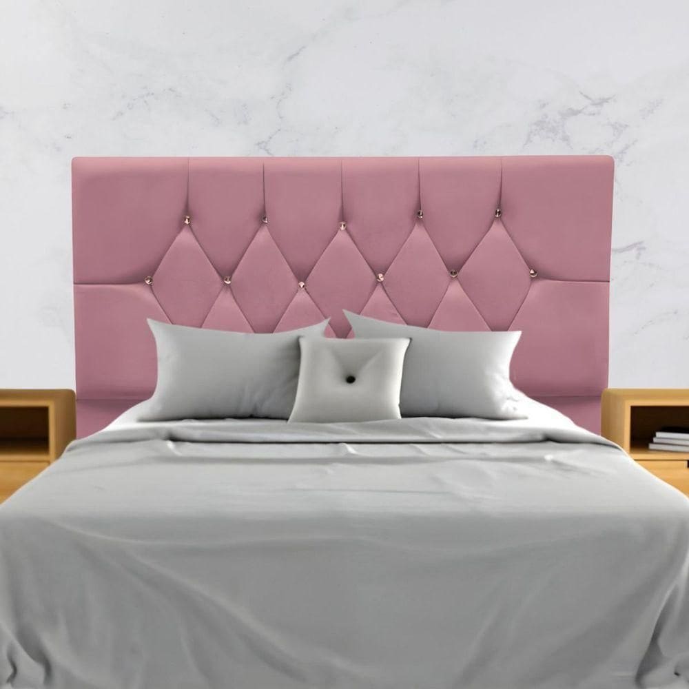Cabeceira Cama Box Estofada Solteirão 100 Cm Suede Isabela Rosê