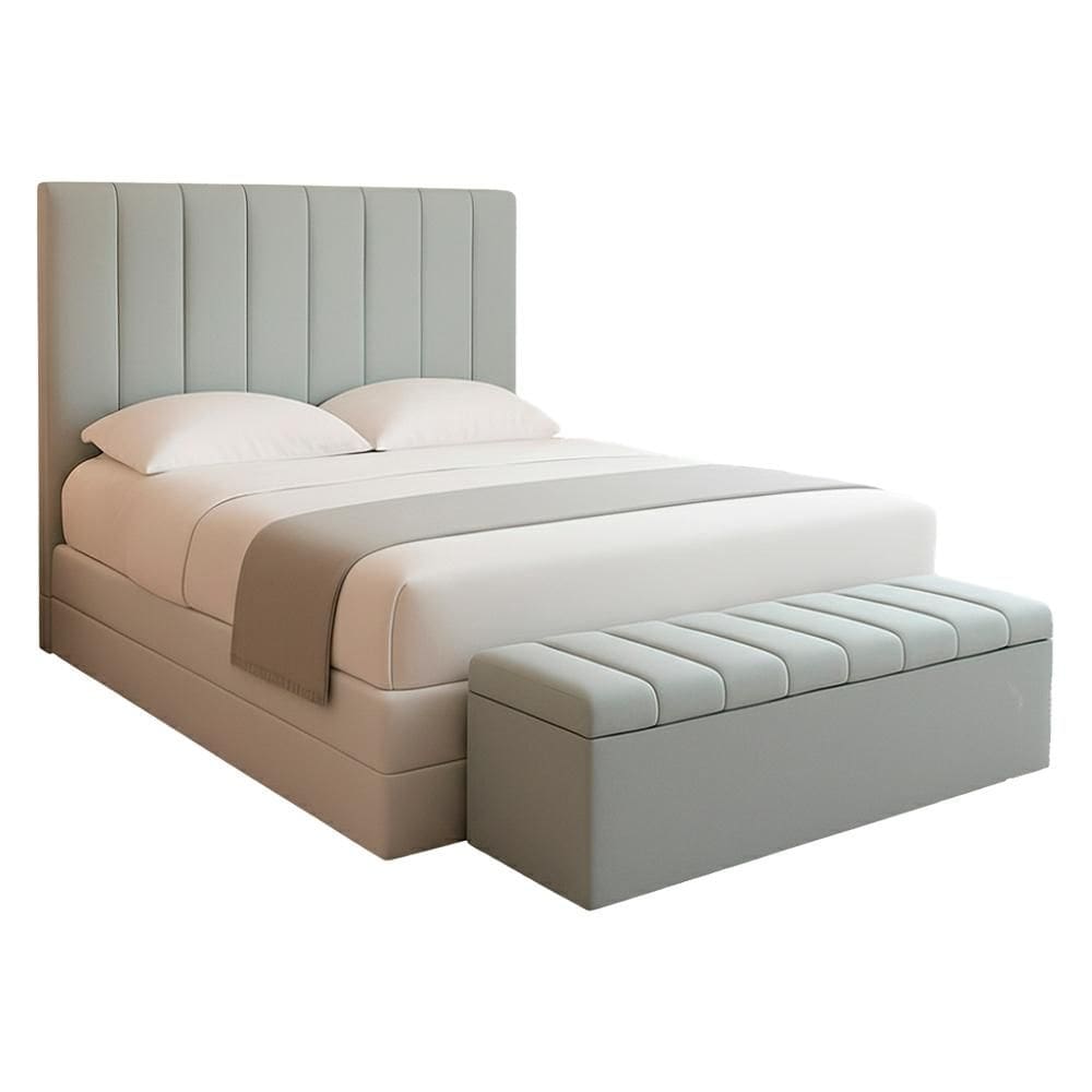 Cabeceira e Recamier Bau Queen 160 cm Dalia Linho Artte