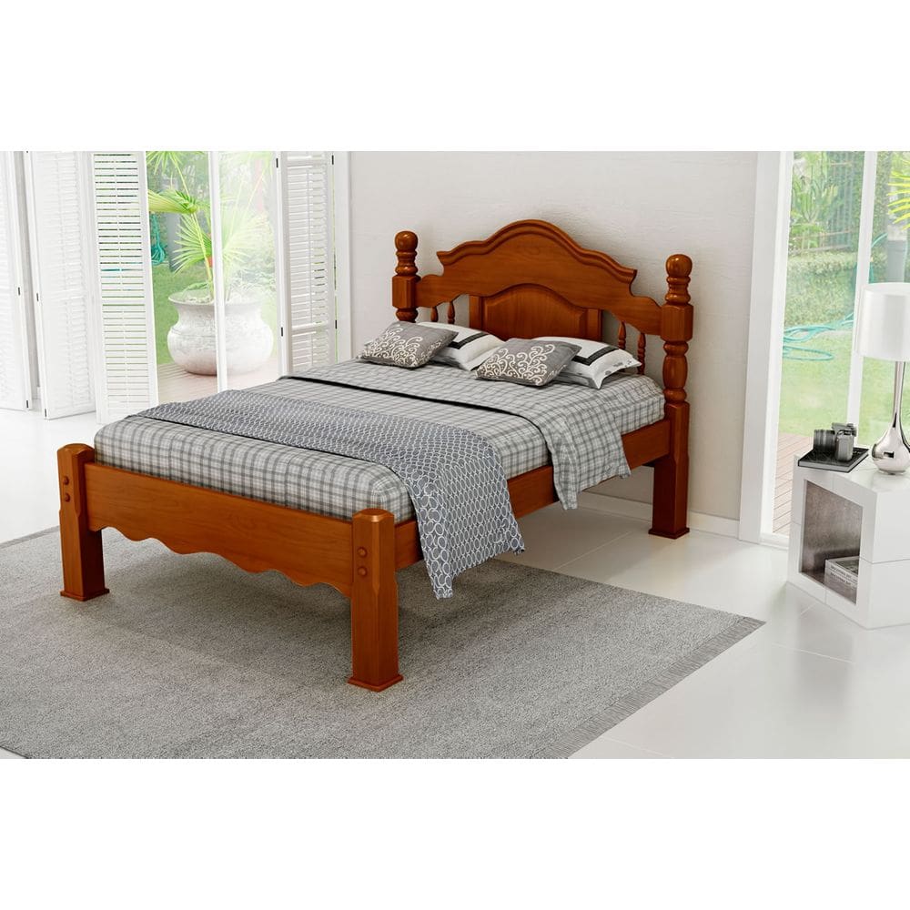 Cama Queen Size Andressa De Madeira Maciça Pinus