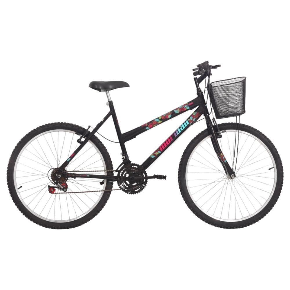 Bicicleta Mormaii Safira Aro 26 18V Freio V-Brake Quadro Aço Carbono Preta