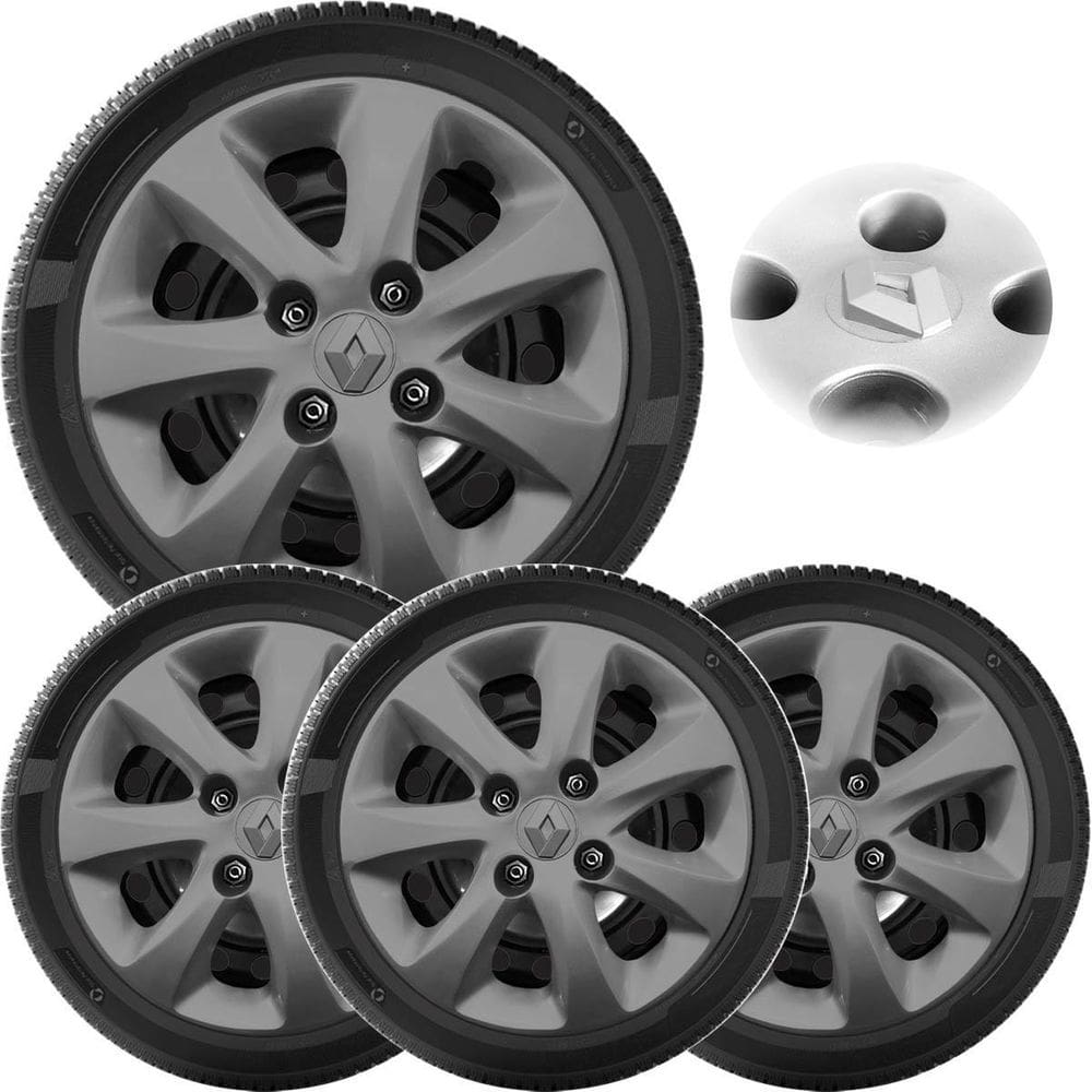 Jogo 4X Calota Clio 2000 A 2016 Aro 13 Cinza Grafite Ar6004