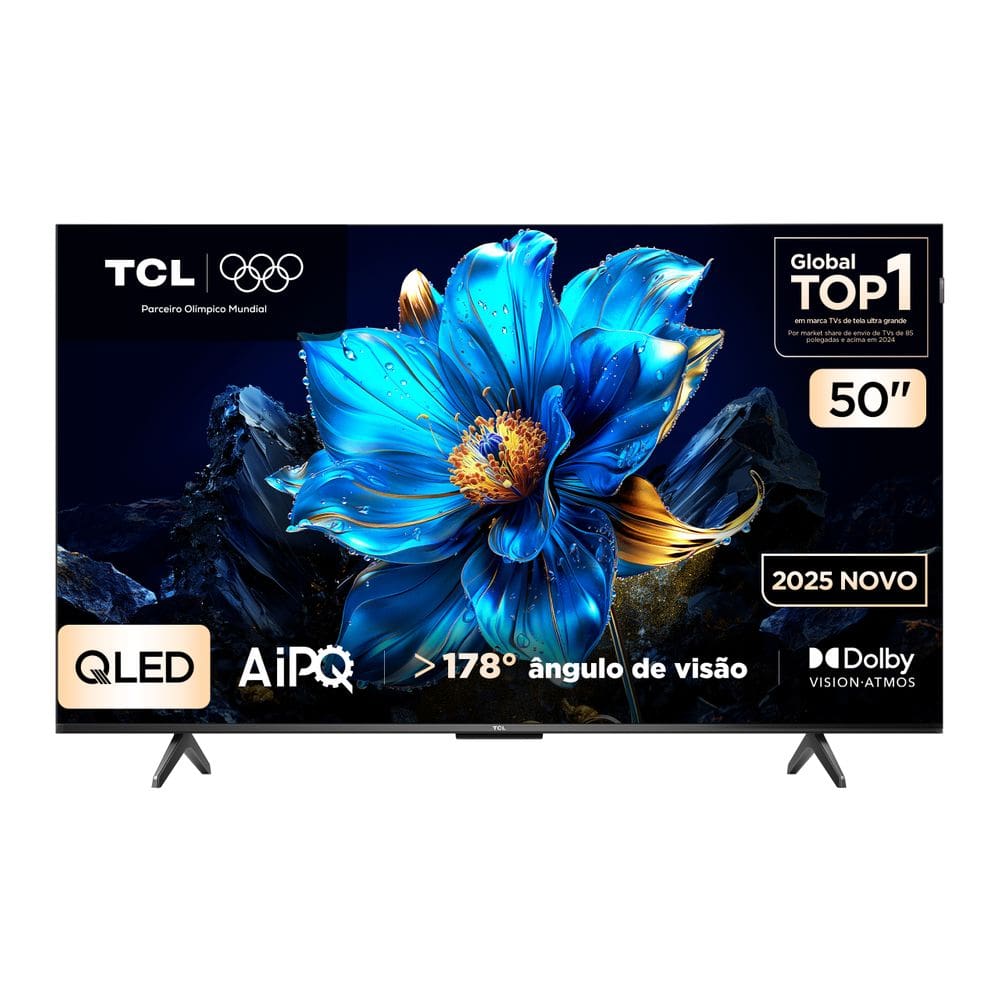 Smart TV TCL 50 Polegadas QLED 4K P7K WiFi Bluetooth Google TV HDR10+ Dolby Atmos Dolby Vision 50P7K
