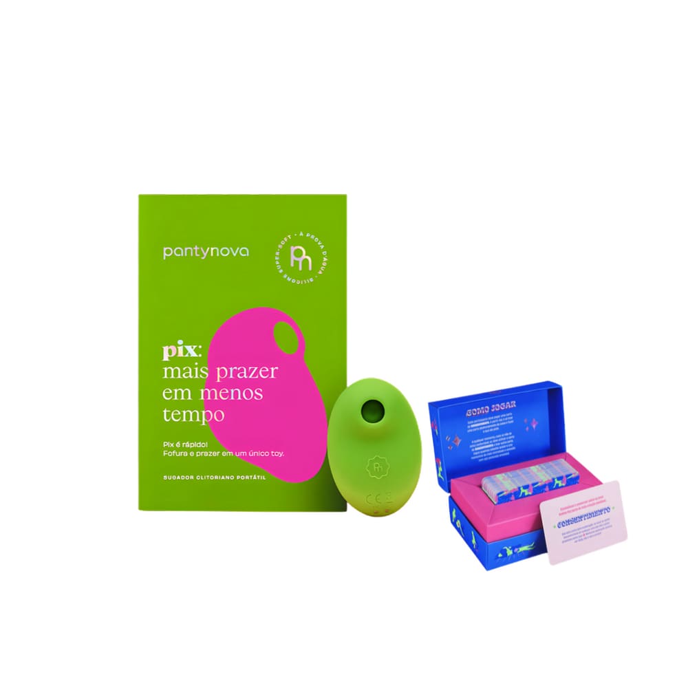 Kit Pantynova - Sugador Clitoriano Portátio Pix Verde + Vdd Ou Acao Jogo Do Tesao Para Casais