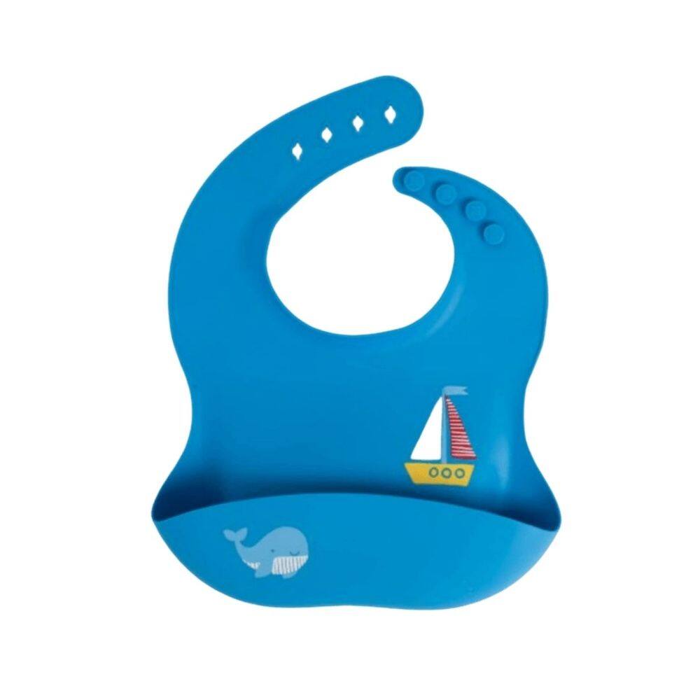 Babador Cata Migalhas De Silicone Ursinho Navy Azul - Bup Baby