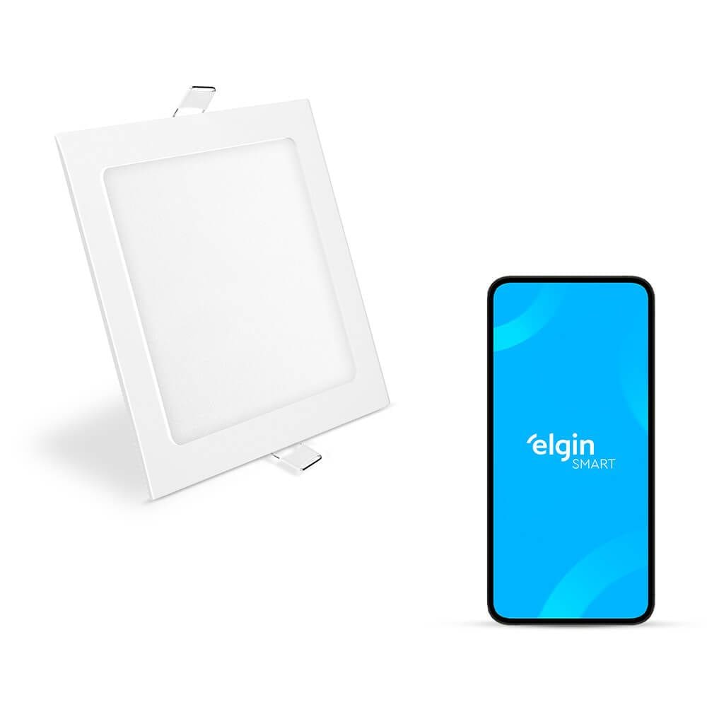 Luminária de Embutir Quadrada 18W Alexa e Google Home - Elgin