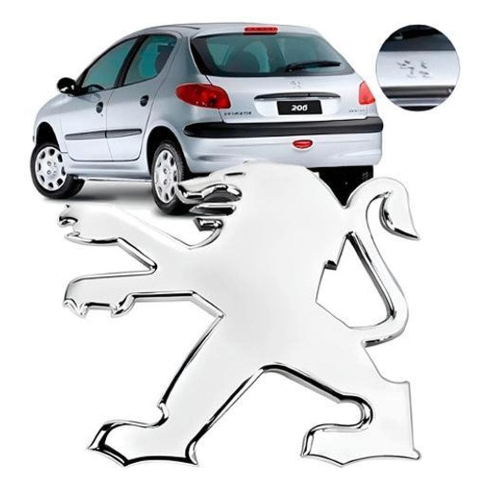 Emblema Logo Tampa Porta Mala Peugeot 206 Todos Cromado