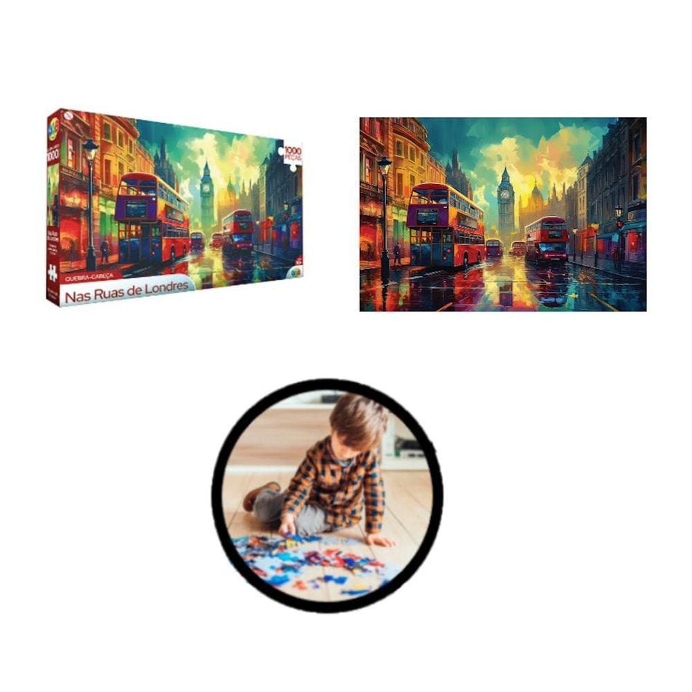 Jogo Quebra Cabeça Puzzle 1000 Peças Nas Ruas De Londres