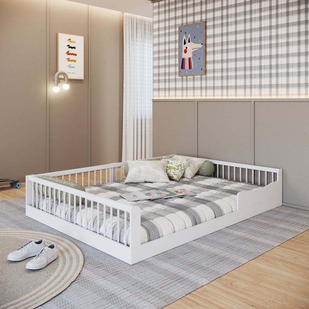 Cama Infantil Montessoriana Casal em Mdp Branco