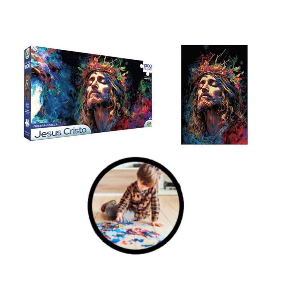 Jogo Quebra Cabeça 1000 Peças Jesus Família Tabuleiros