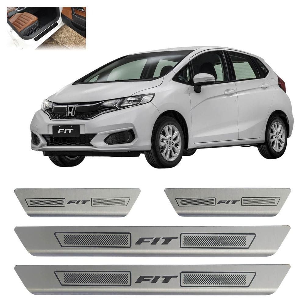 Kit Soleira Porta Aço Escovado Honda Fit