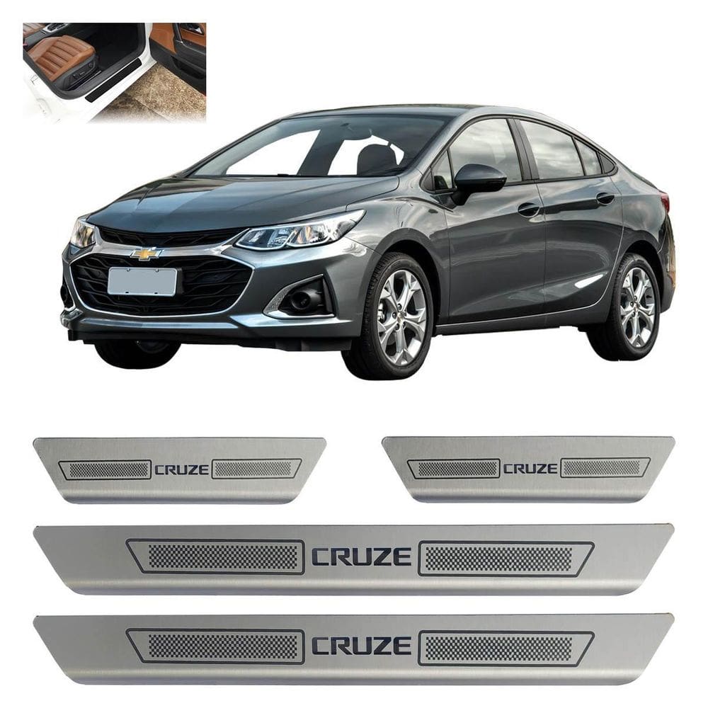 Kit Soleira De Porta Aço Inox Escovado Chevrolet Cruze