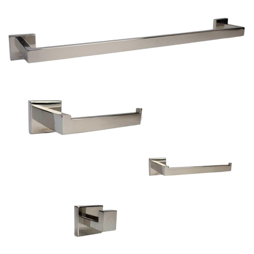 Kit Acessórios Para Banheiro Quadrado Aço Inox Cromado 4 Pçs