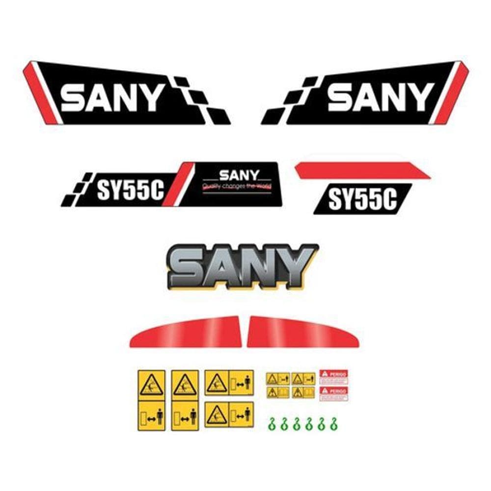 Kit Adesivos Etiqueta Escavadeira Sany Sy55C 2018 A 2023