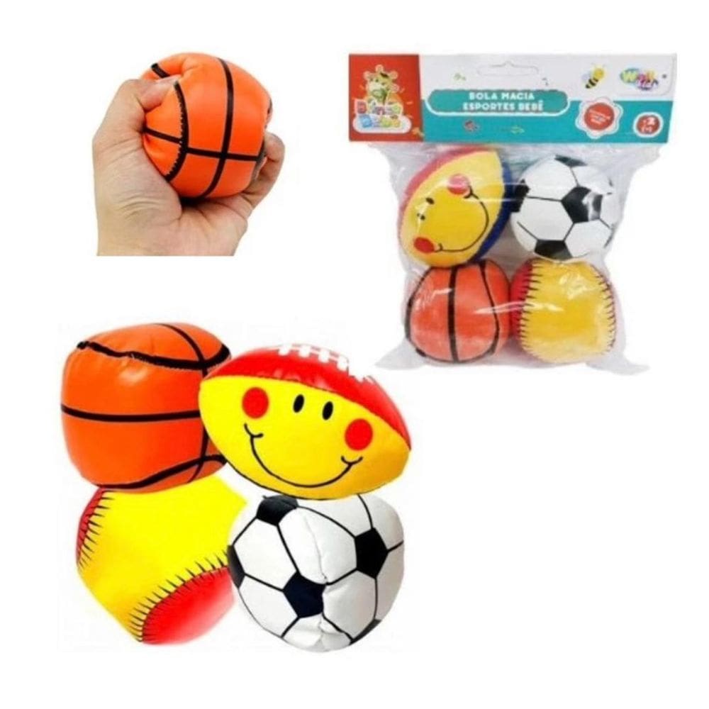 Mini Bola Esportiva 4 Peças Infantil Macia E Leve Divertida