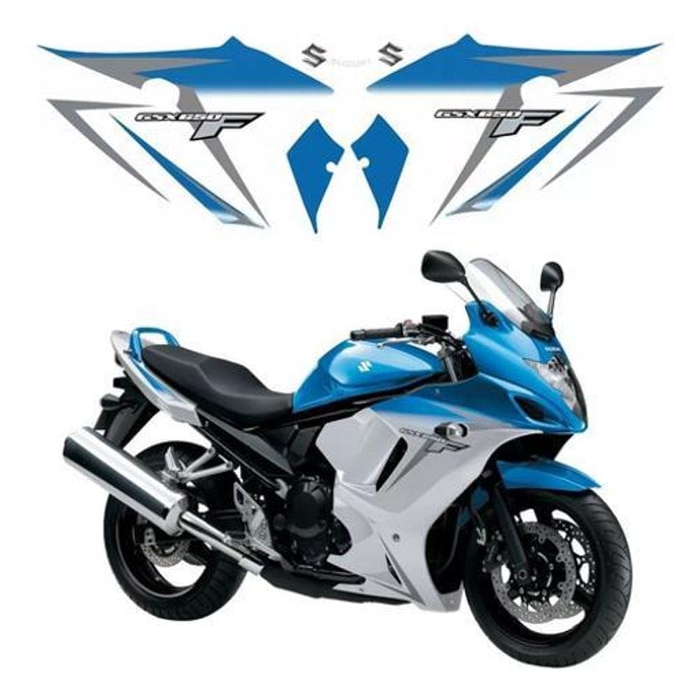 Kit Completo Adesivos Suzuki Gsx 650F 2012 Moto Azul E Prata