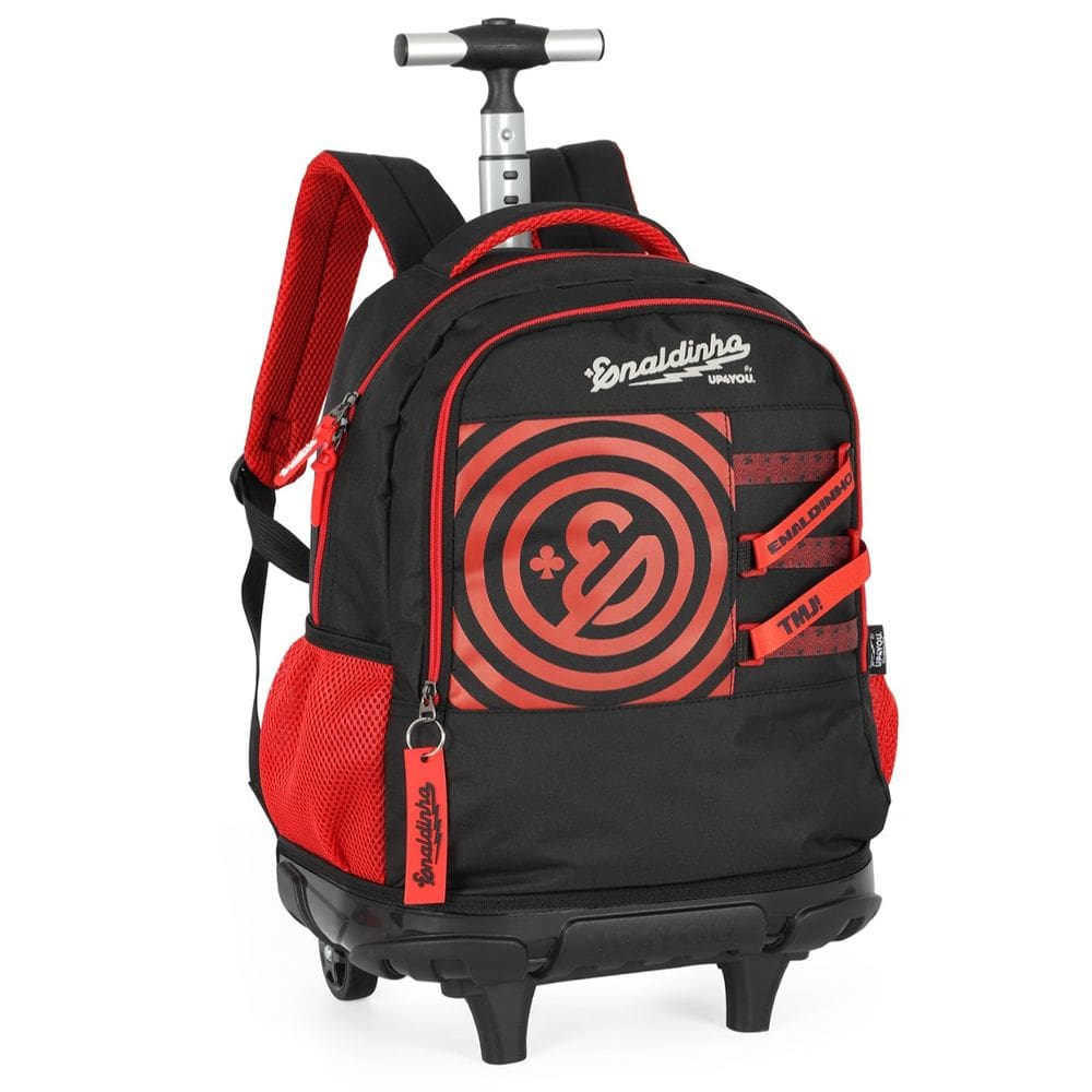 Mochila By Enaldinho Escolar Vermelho Rodinha Luxcel Menino