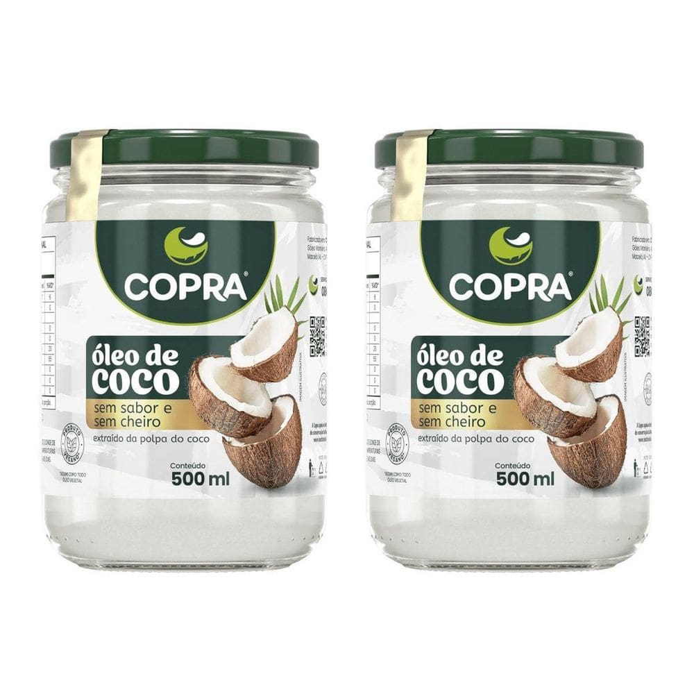 Kit 2 Oleo De Coco Sem Sabor 200Ml Natural Sem Gluten Vegano