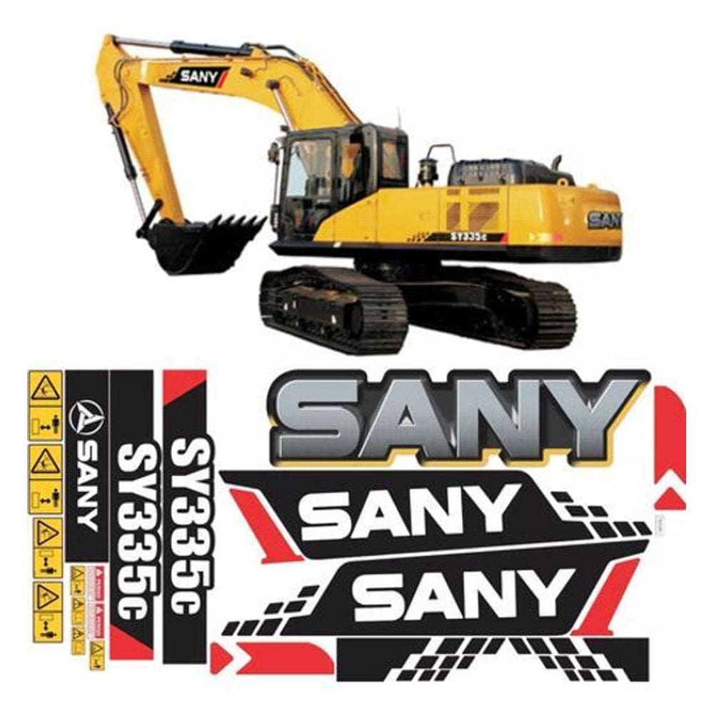 Kit Adesivo Escavadeira Hidráulica Sany Sy335C + Etiqueta Mk
