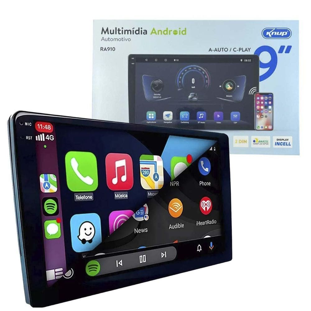 Kit Multimidia De Carro Android Auto Carplay 9`` Gps 2Gb 32G