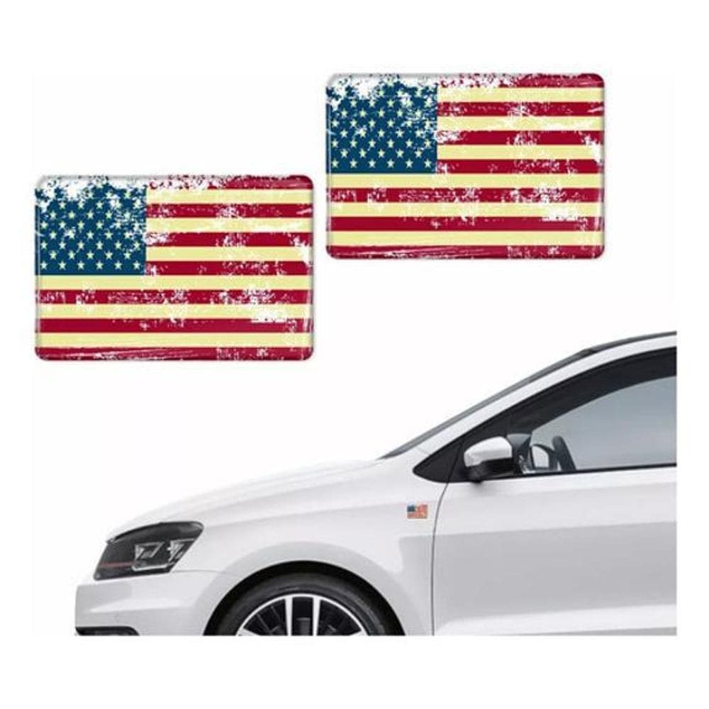 Par Adesivos Bandeira Estados Unidos Retrô Resinado Bd50
