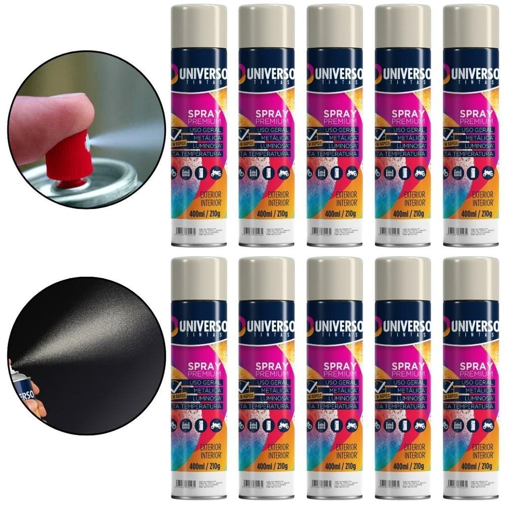 Kit 10 Latas Tinta Spray Branco Fosco 400Ml Uso Geral