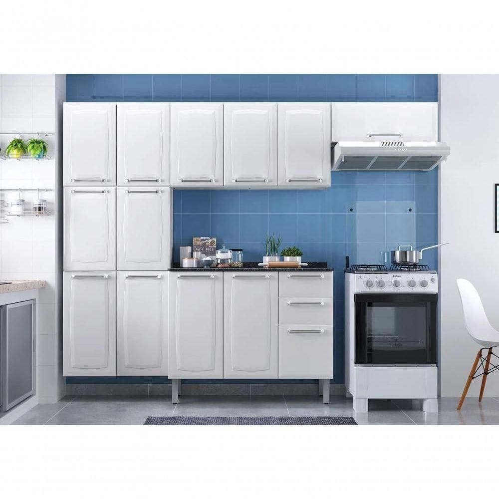 Cozinha Completa Branca Em Aço 4 Peças Luce