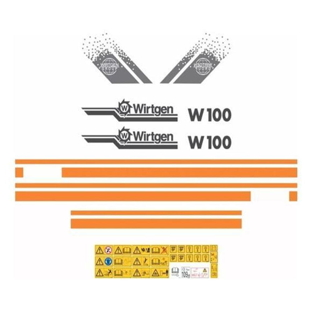 Kit Adesivos Faixa Fresadora Asfalto Wirtgen W100 Etiquetas