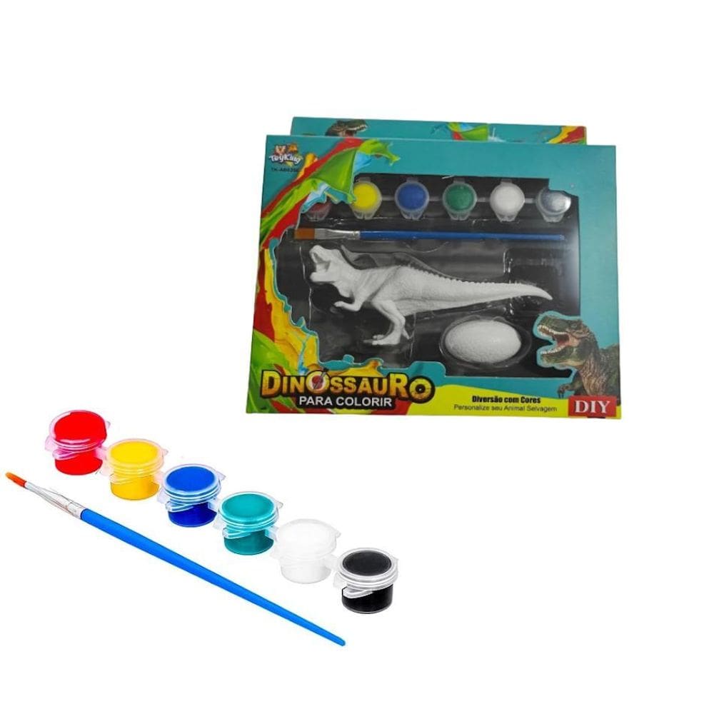 Brinquedo Dinossauro Pintar Colorir Tinta Guache Atóxica