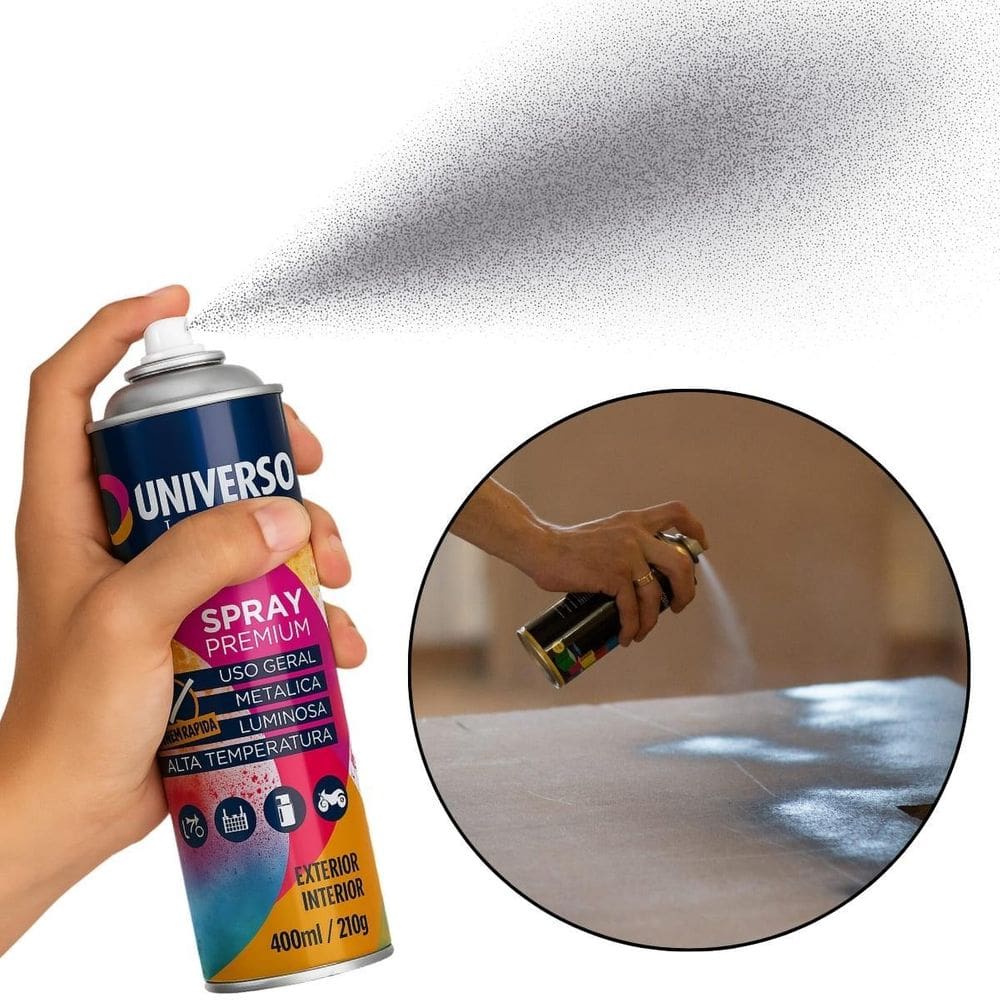 Tinta Spray 400Ml Cinza Uso Geral Em Aço Ferro Couro