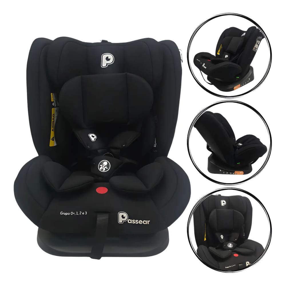 Cadeirinha Para Carro Reclinavel Zaya Preta - Passear Baby