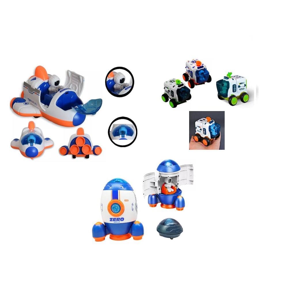 Kit Brinquedo Foguete Com Astronauta Foguete Carrinho Space