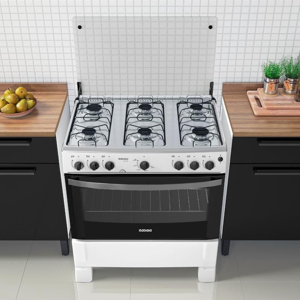 Fogão De Piso 6 Bocas A Gás Branco Itatiaia Waves Com Acendimento Automático Bivolt