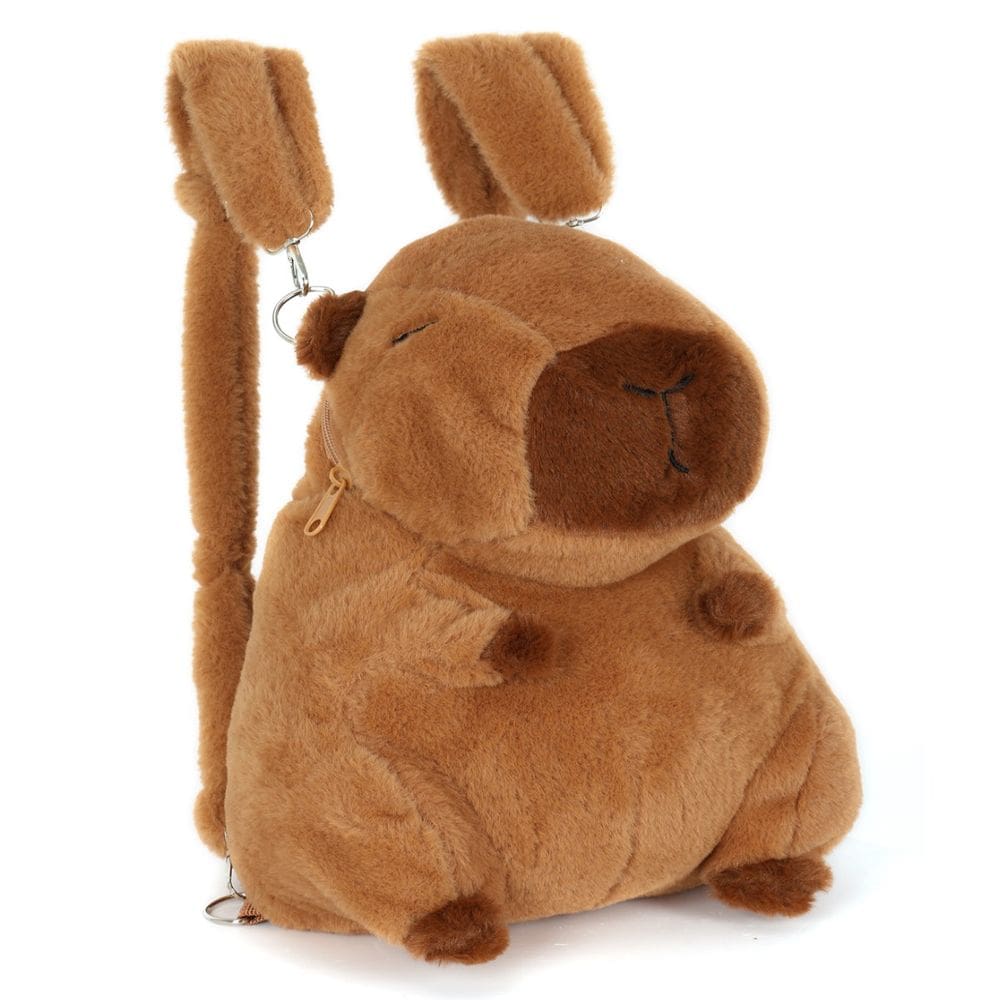 Mochila Costas Pelúcia Capivara Escola Infantil Juvenil