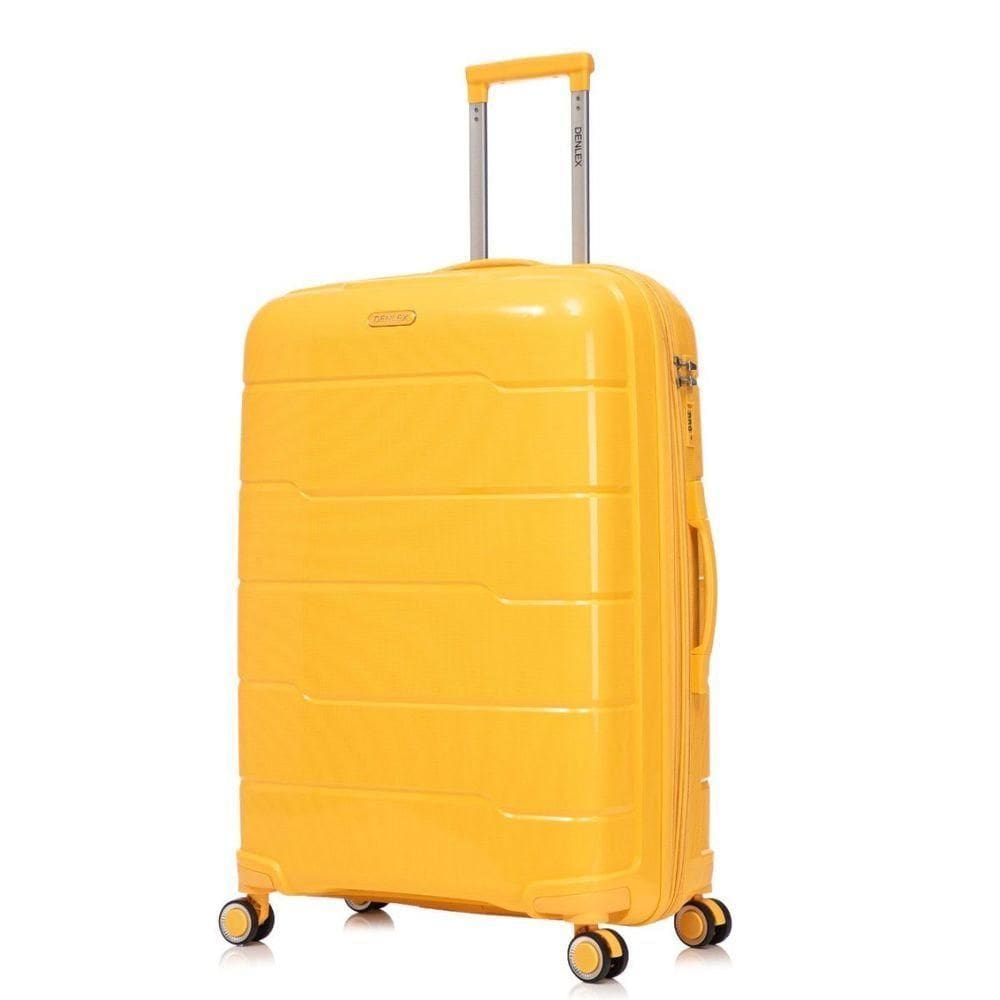 Mala Média 23kg Viagem Zíper Expansível Em Polipropileno Rodinhas 360º Tsa - Lima - Denlex Amarelo